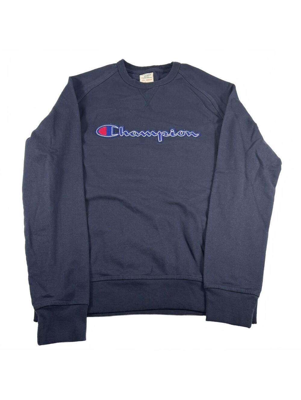 Vintage Champion Embroidered Navy Blue Pullover Crewneck Sweatshirt M